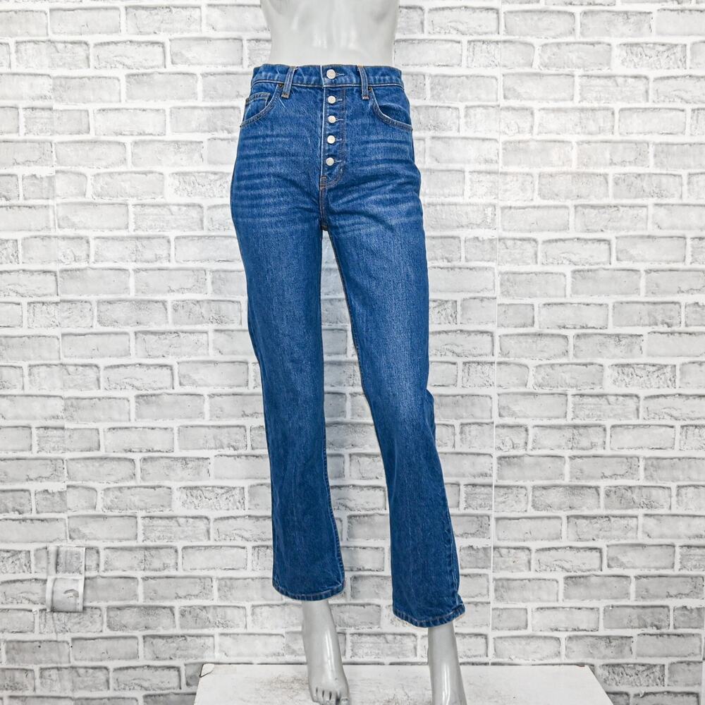Reformation High-Rise Button-Front Jeans in Classic Blue